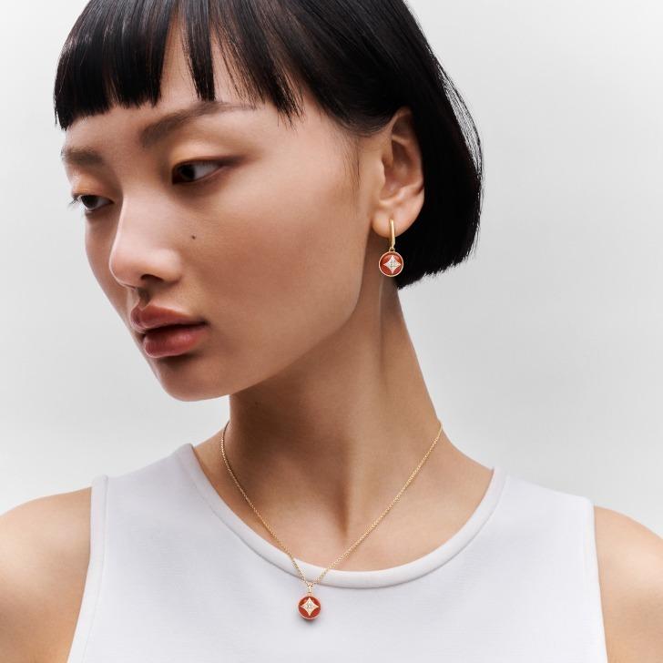 ルイヴィトンLouis Vuitton ピアス B ブロッサム カーネリアン ダイヤモンド Q96899