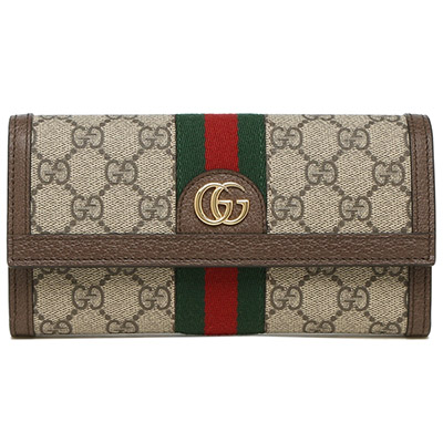 グッチ 長財布 レディース 523153 96IWG 8745 オフィディア ウェブ GGスプリーム キャンバス ベージュ×エボニー