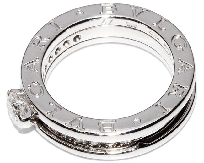 ブルガリ 指輪 リング K18WG ダイヤ0.33ct E-VVS2-GOOD-NONE ダイヤ ハーフダイヤ B.zero1 ビーゼロワン ソリテールリング AN852397