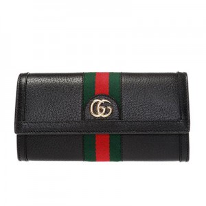 GUCCIグッチ オフィディア 長財布 ブラック×グリーン×マルチ レザー 523153 DJ2DG 1060