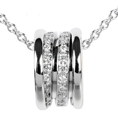 ブルガリ BVLGARI B.ZERO1 ペンダント パヴェ ダイヤモンド K18WG 11.0g ネックレス 40cm CL352816
