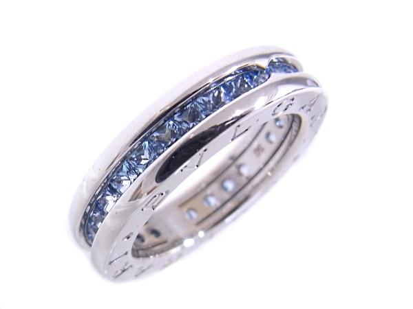 BVLGARI　ブルガリ ビーゼロワン リング XSサイズ B-zero1 750 18K　WG　ブルートパーズ　青石 ホワイトゴールド AN852562