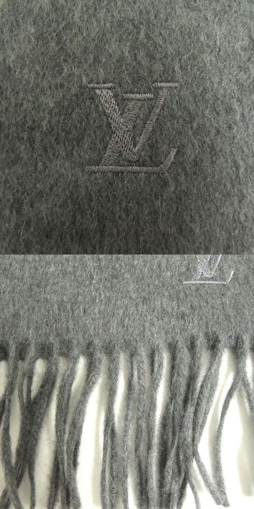 ルイヴィトン M75364 エシャルプジェラム ロゴ刺繍入り カシミヤ100% マフラー グリクレール