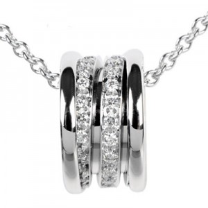 ブルガリ BVLGARI B.ZERO1 ペンダント パヴェ ダイヤモンド K18WG 11.0g ネックレス 40cm CL352816