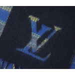 ルイヴィトン M76036 マフラー ヴィトン LV エシャルプ・チェック ウィズ ルイ ブルーマリーヌ ウール/カシミア LOUIS VUITTON