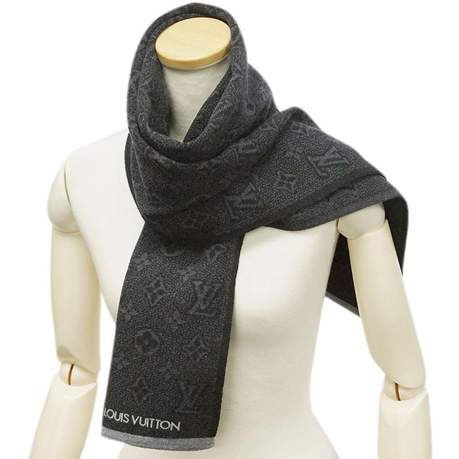 ルイヴィトン（LOUIS VUITTON） ウール M73468 エシャルプ マイ・モノグラム・エクリプス ジャガード マフラー グレー