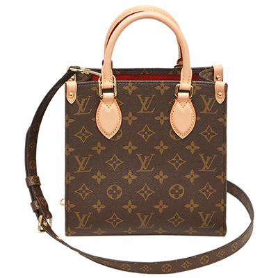 ルイ・ヴィトン LOUIS VUITTON サック・プラ BB 2way トートバッグ バッグ PVCコーティングキャンバス レザー モノグラム レディース ブラウン系 M45847