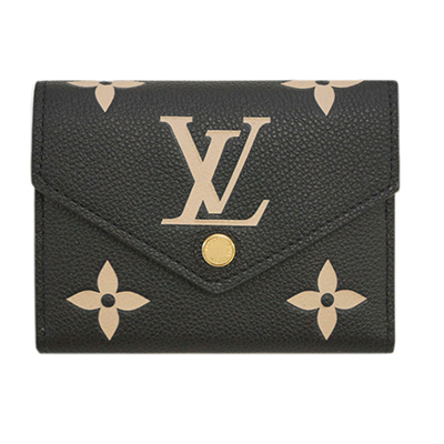 ルイヴィトン LOUIS VUITTON 三つ折り財布 ポルトフォイユ ヴィクトリーヌ モノグラム アンプラント ノワール ベージュ M80968