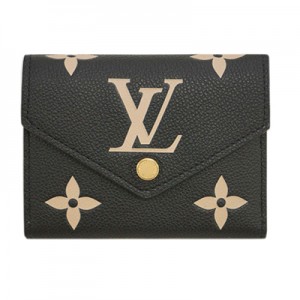 ルイヴィトン LOUIS VUITTON 三つ折り財布 ポルトフォイユ ヴィクトリーヌ モノグラム アンプラント ノワール ベージュ M80968