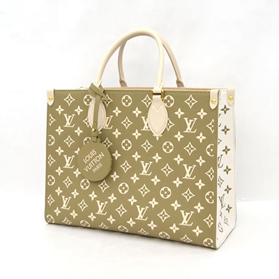 ルイ・ヴィトン LV ハンドバッグ トートバッグ オンザゴーMM M46060 カーキ/ベージュ