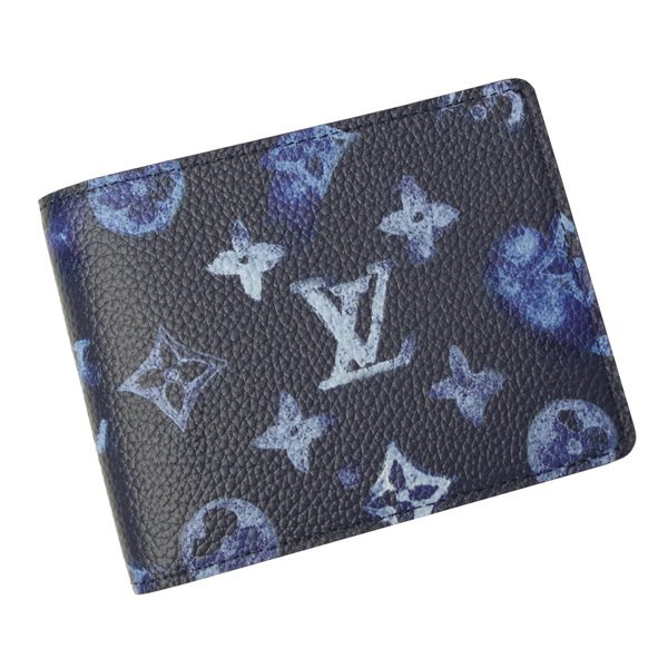 LOUIS VUITTON ルイ・ヴィトン 二つ折り財布 ポルトフォイユ・スレンダー ダークブルー モノグラムレザー M80464