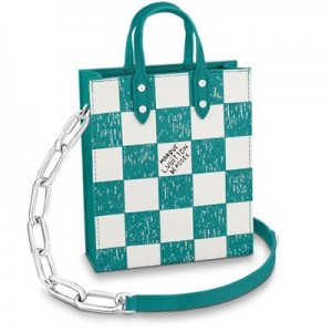 LOUIS VUITTON ルイヴィトン ダミエチェッカーボード サックプラＸＳ ショルダーバッグ レザー レディース ターコイズ N60495