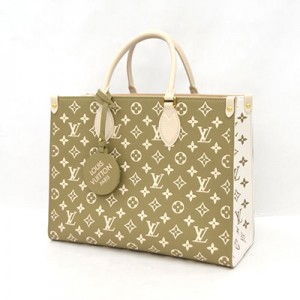 ルイ・ヴィトン LV ハンドバッグ トートバッグ オンザゴーMM M46060 カーキ/ベージュ