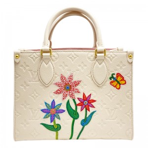 ルイヴィトン ハンドバッグ モノグラム・アンプラント LV × YK オンザゴーPM M21732 フラワー 草間彌生