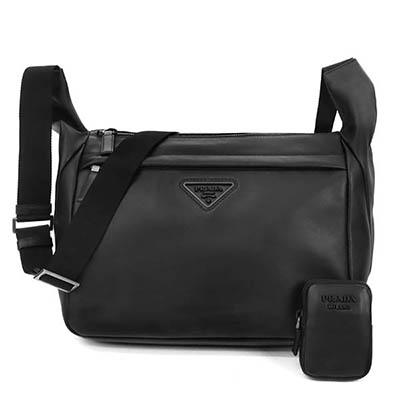プラダ PRADA ショルダーバッグ メンズ ベルトポーチ付 レザー ブラック 2VH125 2DMF F0002