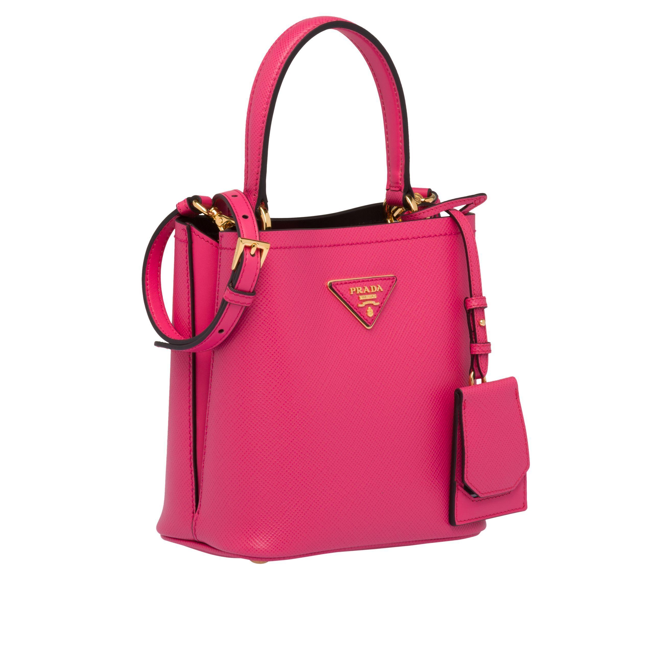プラダ PRADA サフィアーノレザー スモールパニエバッグ マゼンタ 1BA217_0001