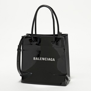 バレンシアガ SHOPPING TOTE XXS AJ パテントレザー トートバッグ BLACK 鞄 レディース 572411 1FE1N 1000​