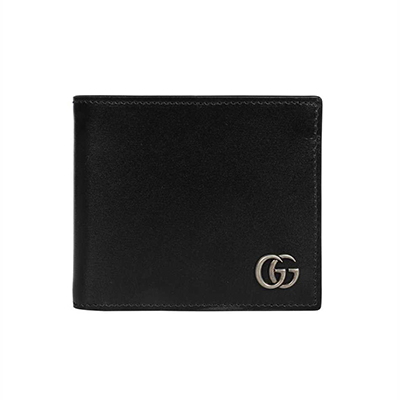 グッチ GGマーモント コインウォレット ブラック カーフスキン 二つ折り財布 メタルロゴ コンパクトウォレット コインケース付き サイフ ダブルG 428725 0YK0N 1000