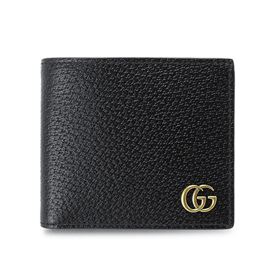 グッチ折財布 メンズ 二つ折り財布 GGマーモント ダブルG レザー ブラック  428725 DJ20T 1000