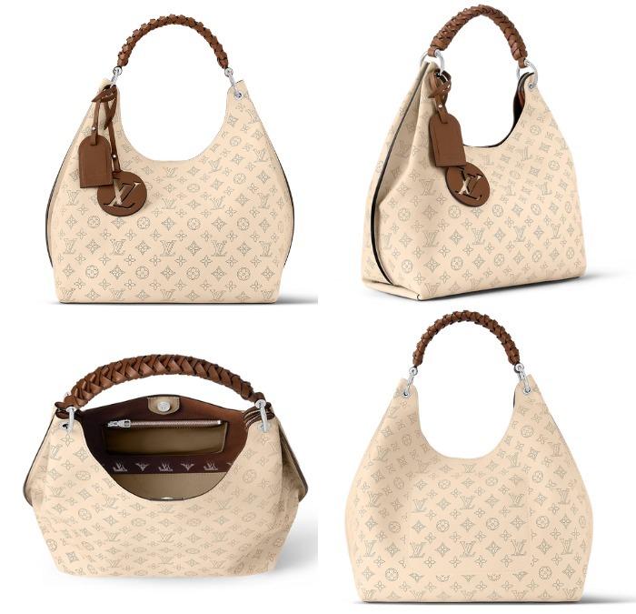 ルイ・ヴィトン LOUIS VUITTON カーメルバッグ モノグラム マヒナレザー クリーム M53188