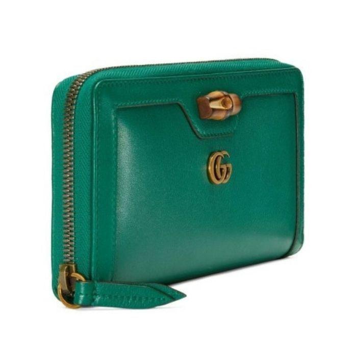 グッチ バンブー コンチネンタルウォレット ラウンド長財布 レザー グリーン 658634 17Q0T 3120