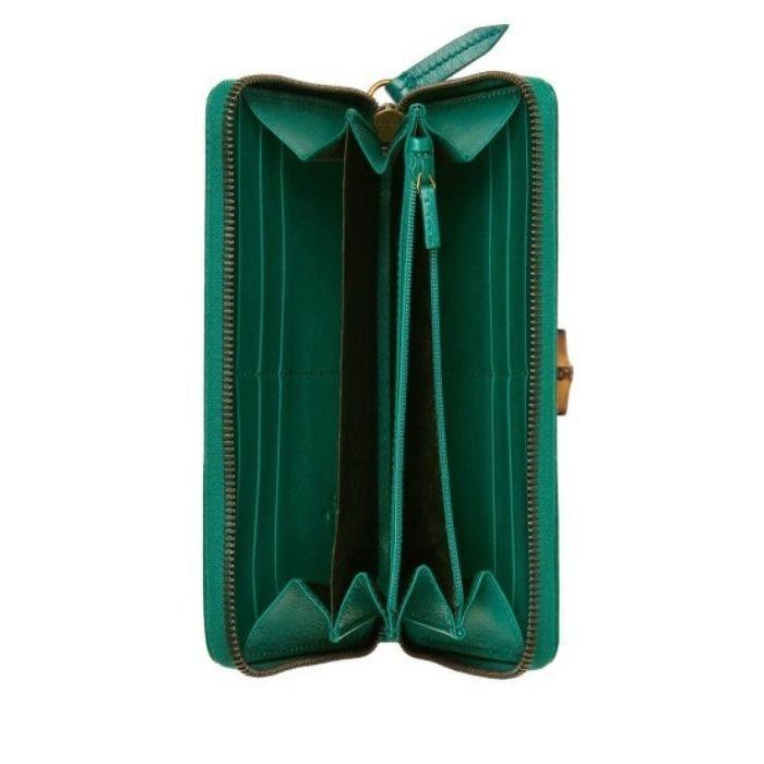 グッチ バンブー コンチネンタルウォレット ラウンド長財布 レザー グリーン 658634 17Q0T 3120