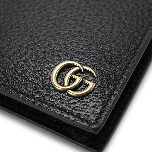 グッチ折財布 メンズ 二つ折り財布 GGマーモント ダブルG レザー ブラック  428725 DJ20T 1000
