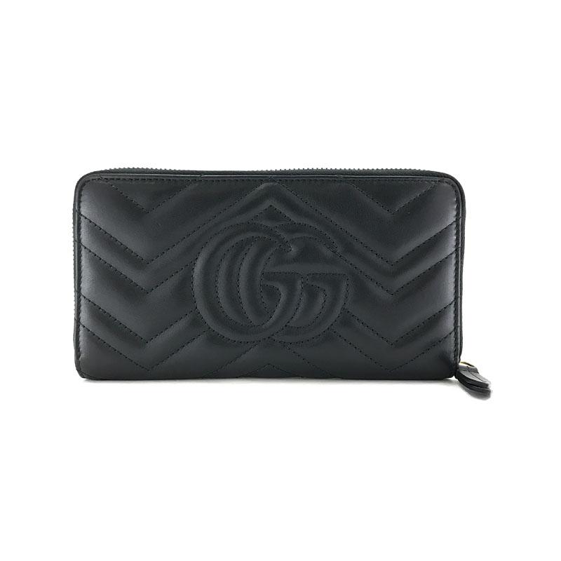 GUCCI グッチ GGマーモント ラウンドファスナー長財布  キルティングレザー ブラック 474814 DRW1T 1000