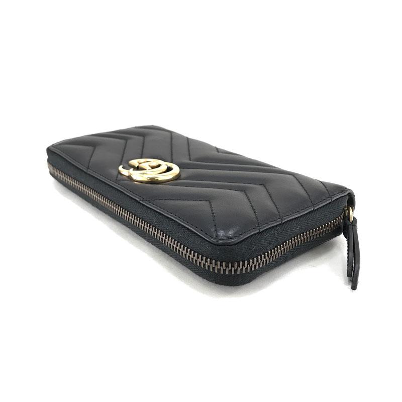 GUCCI グッチ GGマーモント ラウンドファスナー長財布  キルティングレザー ブラック 474814 DRW1T 1000