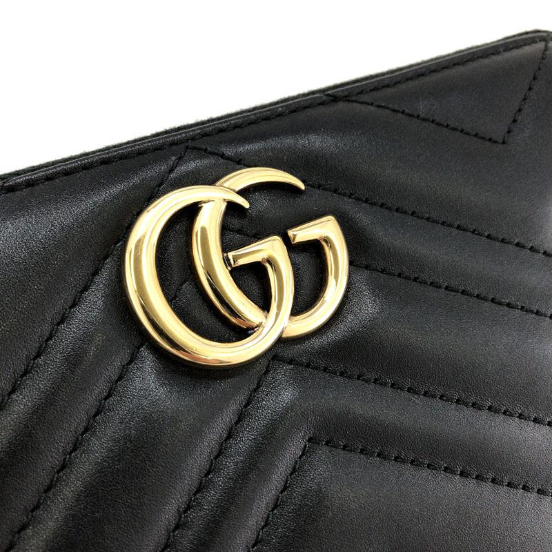 GUCCI グッチ GGマーモント ラウンドファスナー長財布  キルティングレザー ブラック 474814 DRW1T 1000