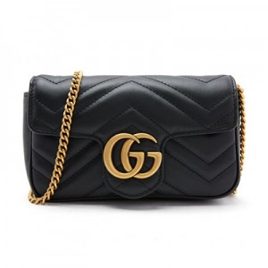 GUCCI グッチ GGマーモント チェーンショルダーバッグ ポシェット 2WAY ポーチ ハート キルティング レザー ブラック 476433 DSVRT 1000