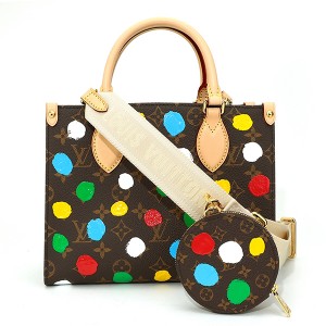 ルイヴィトン モノグラム オンザゴーPM LV×YK 草間彌生 ドット 2way ショルダー トートバッグ 小銭入れ コインパース M46380