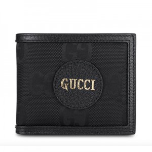 グッチスーパーコピー コインウォレット 二つ折り財布 ブラック ナイロン レザー 625573 H9HAN 1000