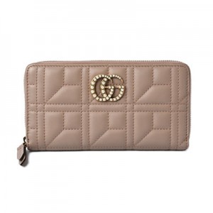 GUCCIコピー グッチ GGマーモント パール装飾 ラウンドジップ 長財布 443123 DSVST 5784