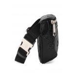 グッチ GUCCI ブラックレザー GGエンボス ベルトバッグ 658582 1W3CN 1000