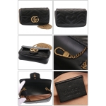 GUCCI グッチ GGマーモント チェーンショルダーバッグ ポシェット 2WAY ポーチ ハート キルティング レザー ブラック 476433 DSVRT 1000