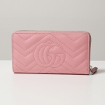 GUCCI GGマーモント ラウンドファスナー長財布 ピンク 443123 DTD1P 5815