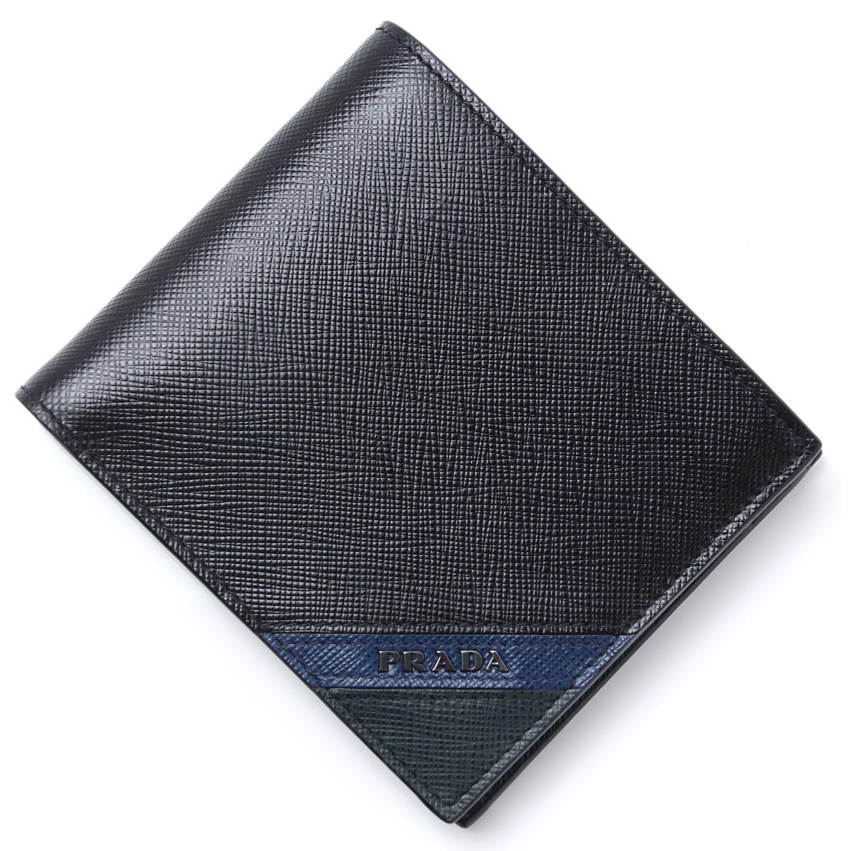 プラダ PRADA 2つ折り 財布 小銭入れ付き ブラック メンズ ウォレット ギフト プレゼント 2mo738 2ego f0575