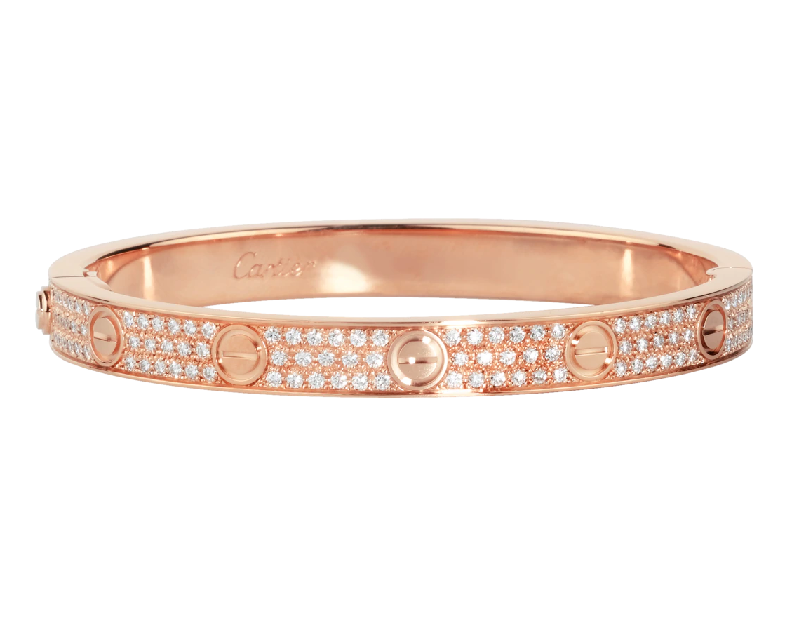 カルティエ LOVE BRACELET, DIAMOND-PAVED ブレスレット、パヴェダイヤモンド ピンクゴールド N6036917
