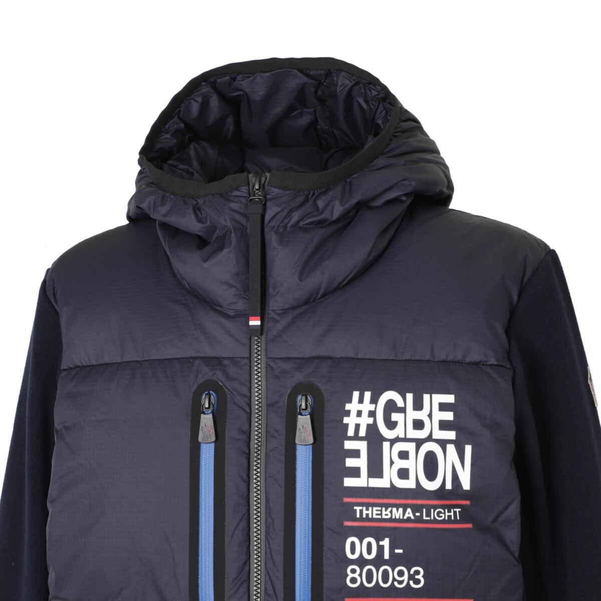 モンクレール グルノーブル MONCLER GRENOBLE ダウン切り替え ジップアップ カーディガン ブルー メンズ 8g00035 80093 77d