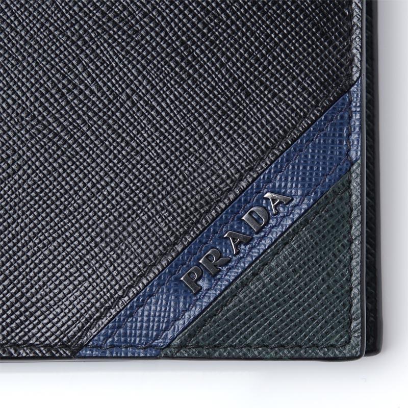 プラダ PRADA 2つ折り 財布 小銭入れ付き ブラック メンズ ウォレット ギフト プレゼント 2mo738 2ego f0575