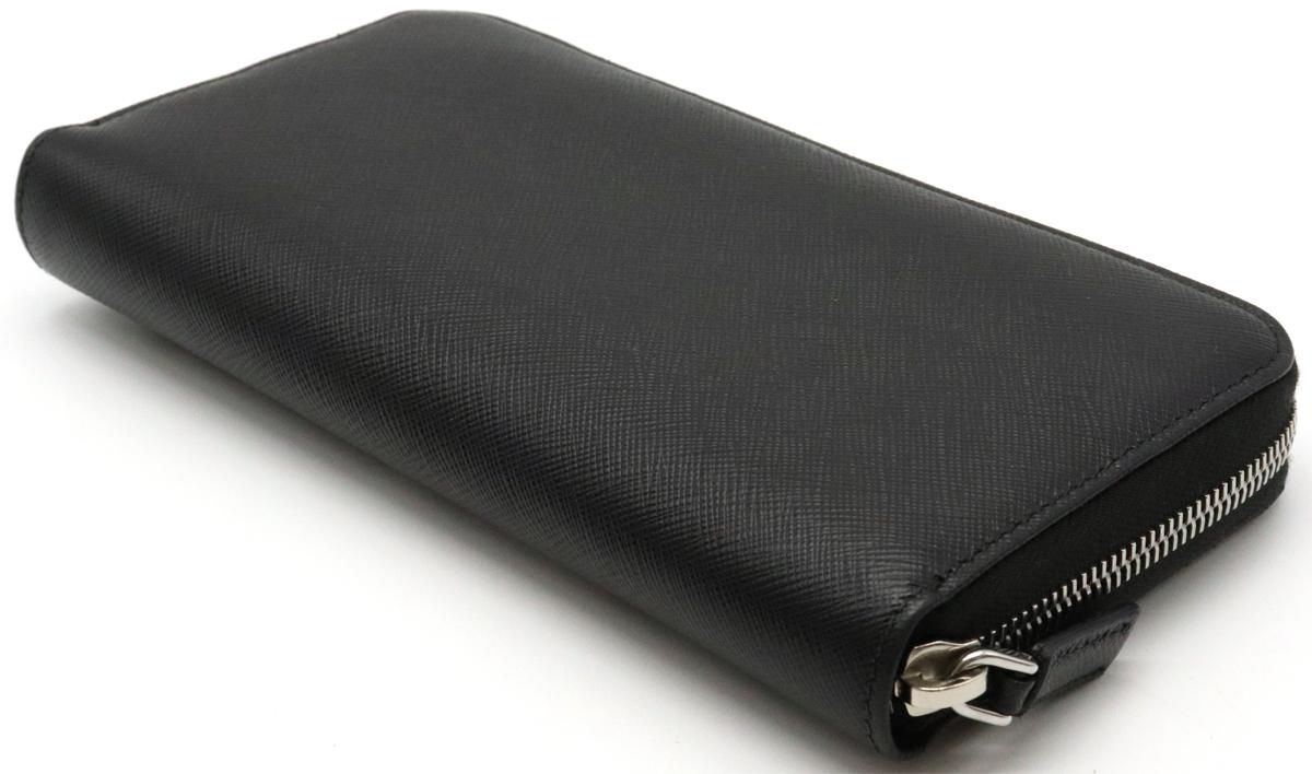 プラダ SAFFIANO CHARAC ロゴ ラウンドファスナー 長財布 サフィアーノ 型押しレザー NERO ブラック 黒 シルバー金具 2ML317