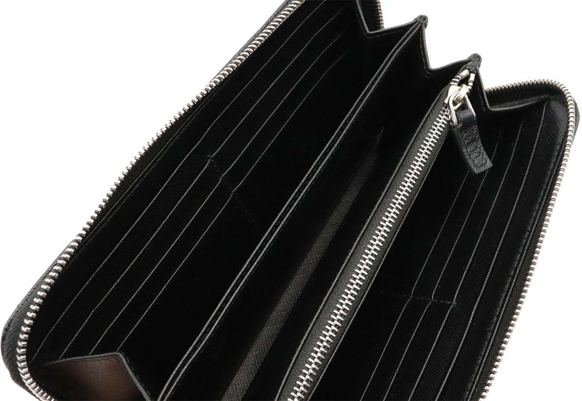 プラダ SAFFIANO CHARAC ロゴ ラウンドファスナー 長財布 サフィアーノ 型押しレザー NERO ブラック 黒 シルバー金具 2ML317