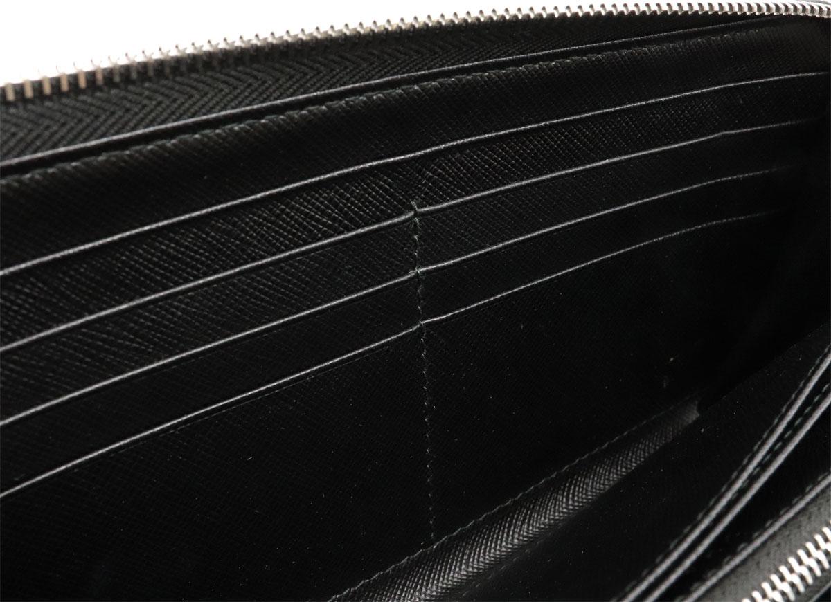 プラダ SAFFIANO CHARAC ロゴ ラウンドファスナー 長財布 サフィアーノ 型押しレザー NERO ブラック 黒 シルバー金具 2ML317