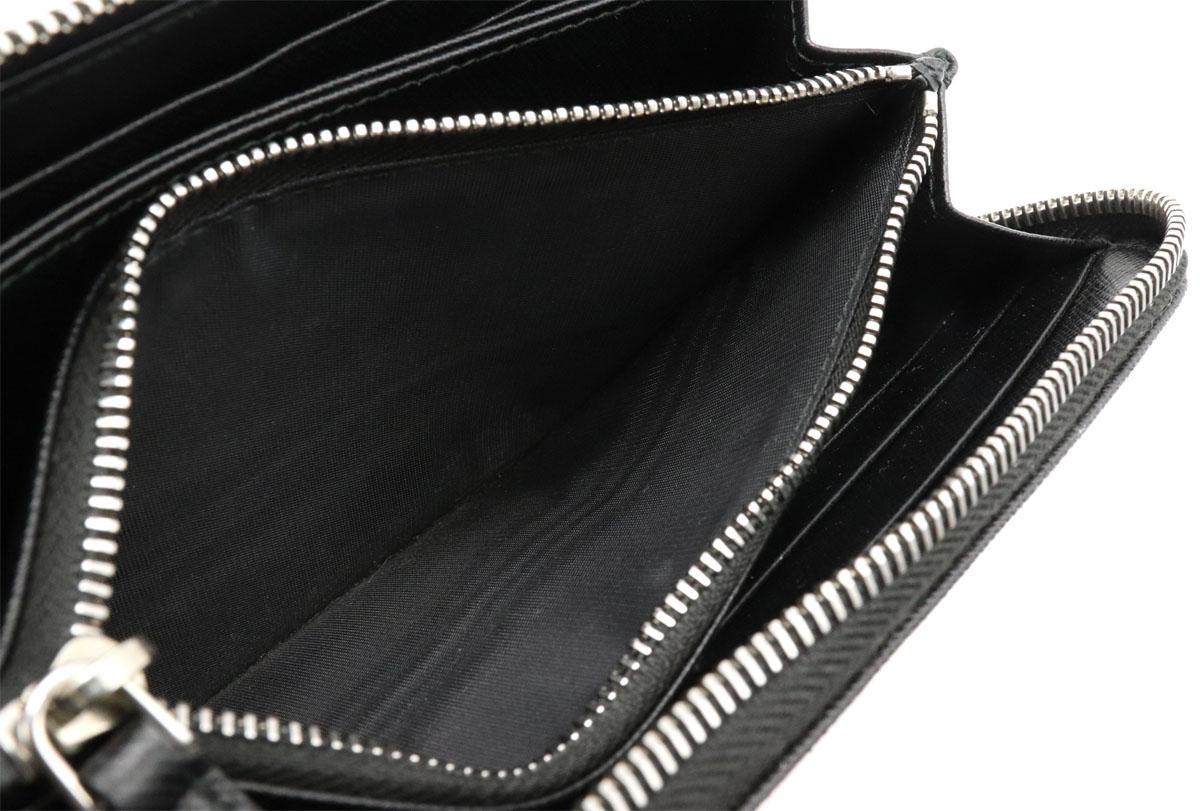 プラダ SAFFIANO CHARAC ロゴ ラウンドファスナー 長財布 サフィアーノ 型押しレザー NERO ブラック 黒 シルバー金具 2ML317