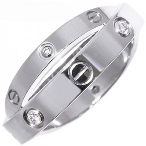 カルティエ K18WG ダイヤ6P 0.08ct ビーラブリング  リング B4215758