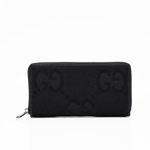 グッチ財布 ジャンボGG キャンバス×レザー ジップアラウンド ウォレット ラウンドファスナー 長財布 ブラック 699316 FABGN 1000