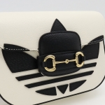グッチ ADIDAS アディダス コラボ ホースビット1955 ミニバッグ ショルダーバッグ 2WAY クラッチ レザー ホワイト ブラック 658574