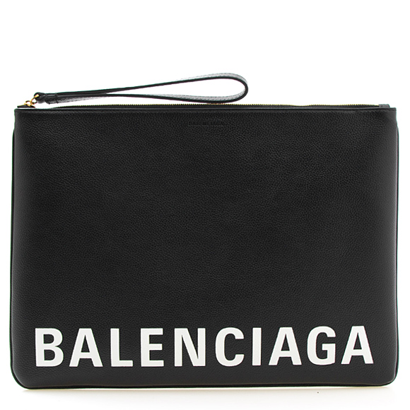 バレンシアガ ドキュメントケース ブラック CASH HANDLE POUCH L 594350 1IZCM 1090 BLACK/L WHITE