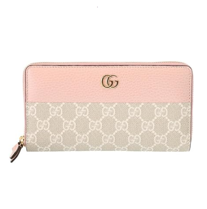 グッチ ラウンドファスナー長財布 レディース ダブルG GGスプリームキャンバス 456117 AACFE 5945 ピンク